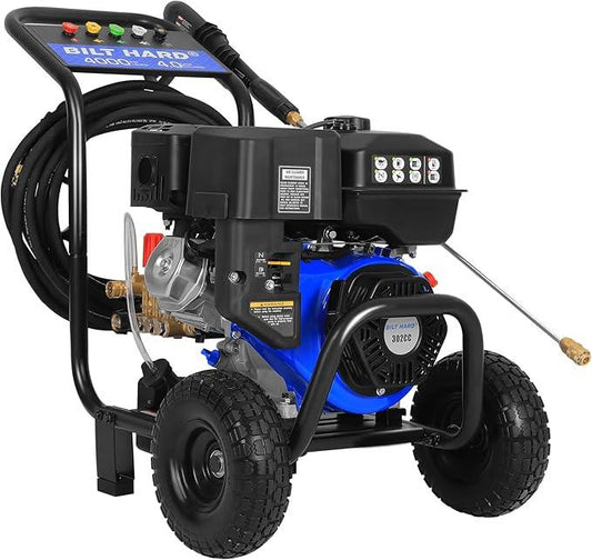 BILT HARD 4000 PSI 4.0 GPM GAS Pressure Washer, 302cc Engine, Gas Power Washer with Triplex Pump, Spray Gun and Wand, Built-In Soap Tank, 5 QC Nozzle Tips, 50 Ft Hose with 3/8" Quick Connect, 49-State - NeatNest