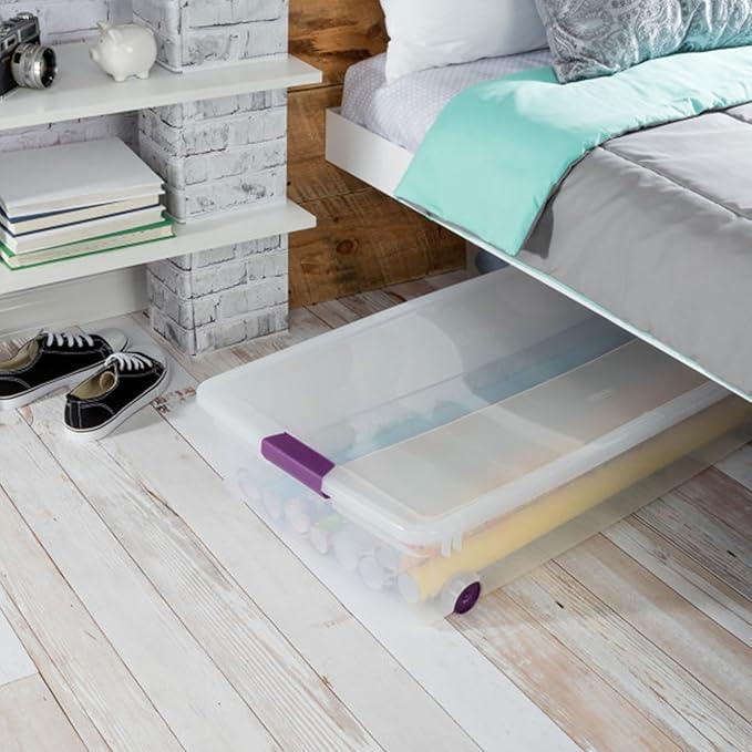 Sterilite 16-Pack 60 Quart ClearView Latch Box, Wheeled Underbed Organizer Bins with Latching Lids - Clear Plastic Organization Containers for Closet, Bedroom, Shelving Units and Everyday Home Storage - NeatNest