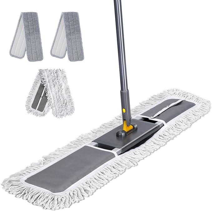 Masthome 36" Commercial Mop, Heavy Duty Industrial Floor Mop with 3 Microfiber Pads, 60" Adjustable Large Dust Mop,Wet Dry Flat Mops for Office Garage Warehouse Factory Mall - NeatNest