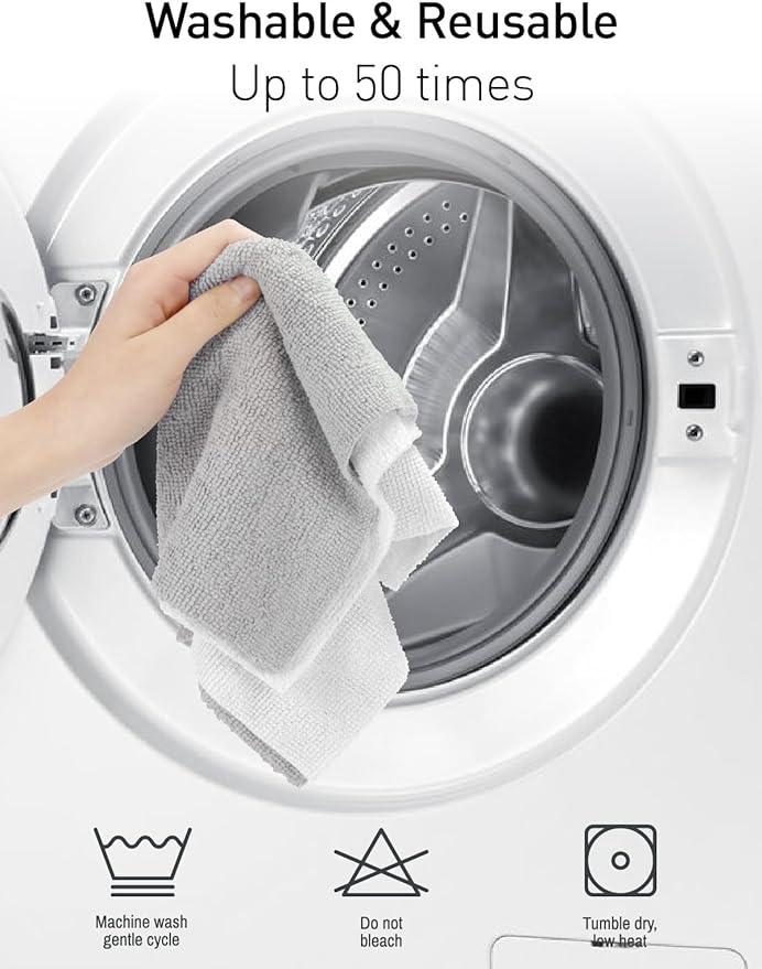 Fantasticlean Microfiber Cleaning Cloth Roll -75 Pack, Tear Away Microfiber Towels, 12" x 12", Reusable, Washable, Scratch Free, Ultra Absorbent Dish Rags for Car, Home, Garage or Shop (White) - NeatNest