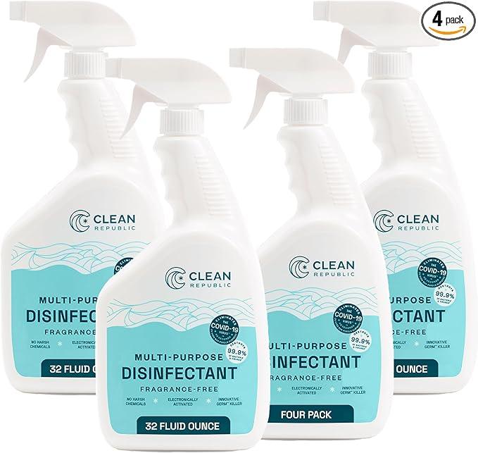 Clean Republic Multi-Purpose Disinfectant, Cleaning Spray, 32 Fluid Ounce Bottle, 4-Pack - NeatNest