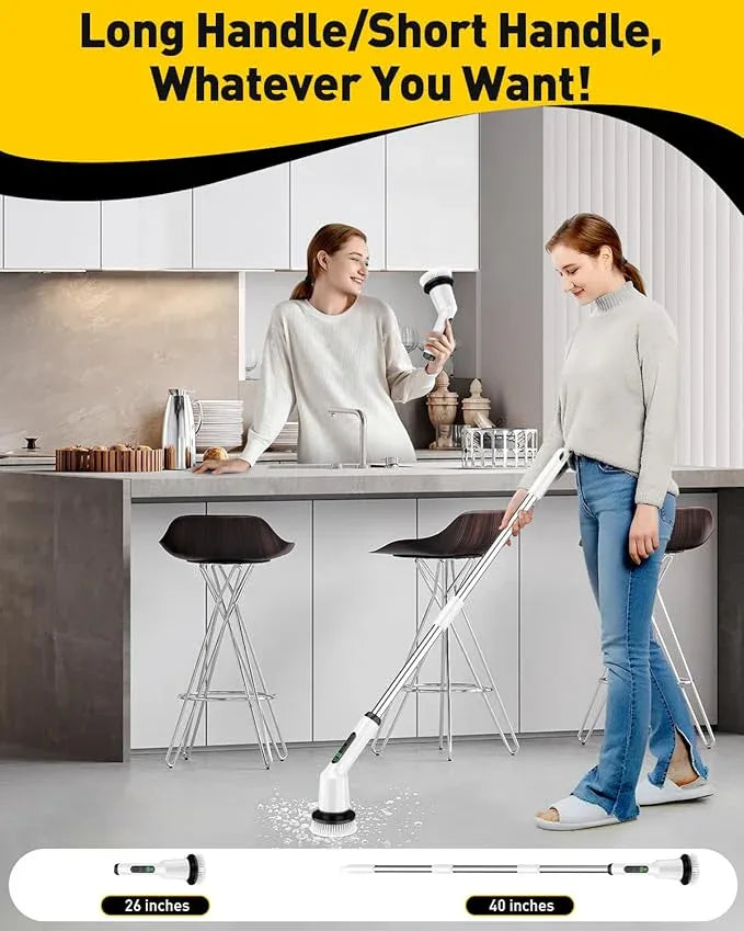 Electric Spin Scrubber for Cleaning Bathroom, Shower Scrubber Cordless Cleaning Brush with IPX7 Waterproof & 2 Speed, 3 Brush Heads, Bathroom Cleaning Supplies for Shower Tub Kitchen Tile Toilet White - NeatNest