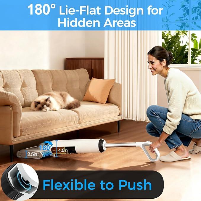 Wet Dry Vacuum Cleaner, 180° Lay-Flat Cordless Vacuum Mop Combo with Edge Cleaning, All-in-One Floor Cleaner for Hard Floors, 45mins Runtime, Full-Path Self-Cleaning&185℉ Flashdry - NeatNest