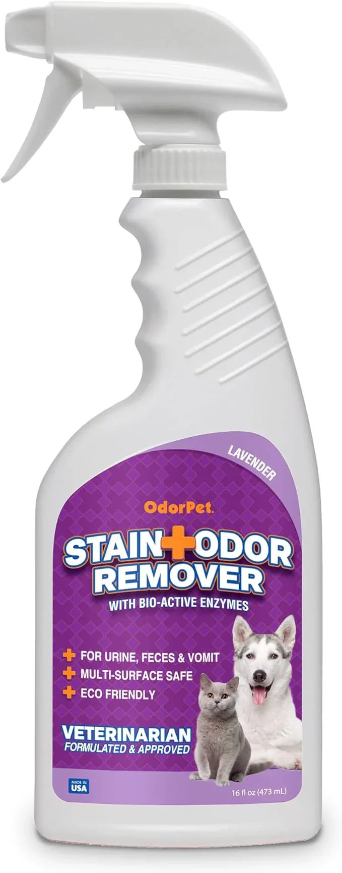 OdorPet Pet Stain Remover and Odor Eliminator - 16 Oz Ready To Use Spray, Non Staining, Professional Strength, Lavender Scent by Alpha Tech Pet - NeatNest