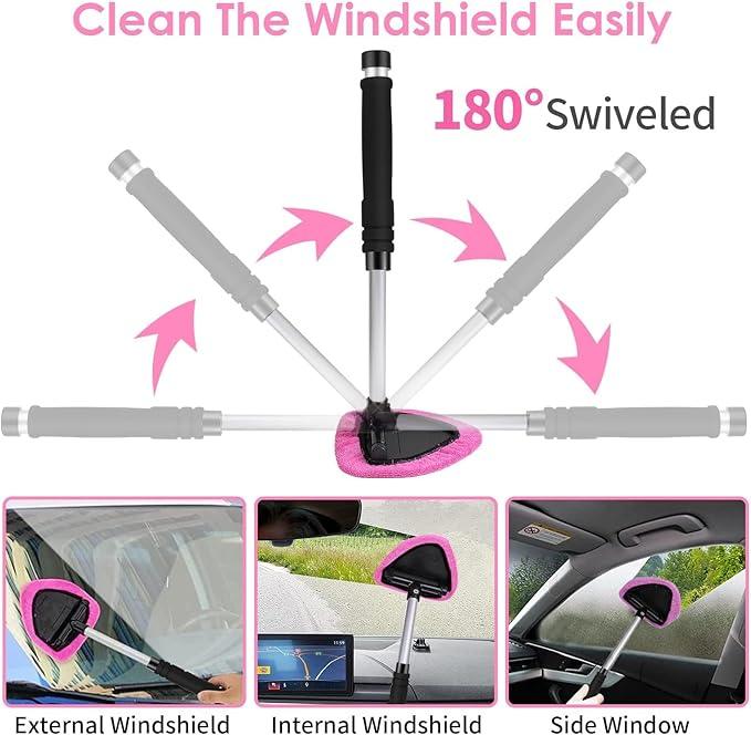 Viewsun Windshield Cleaner Tool, 17Pcs Pink Car Interior Cleaning Kit, Detailing Kit Cleaner, Detailing Brush, Cleaning Gel, Inside Cleaning Supplies Accessories for Women Girl Gift - NeatNest