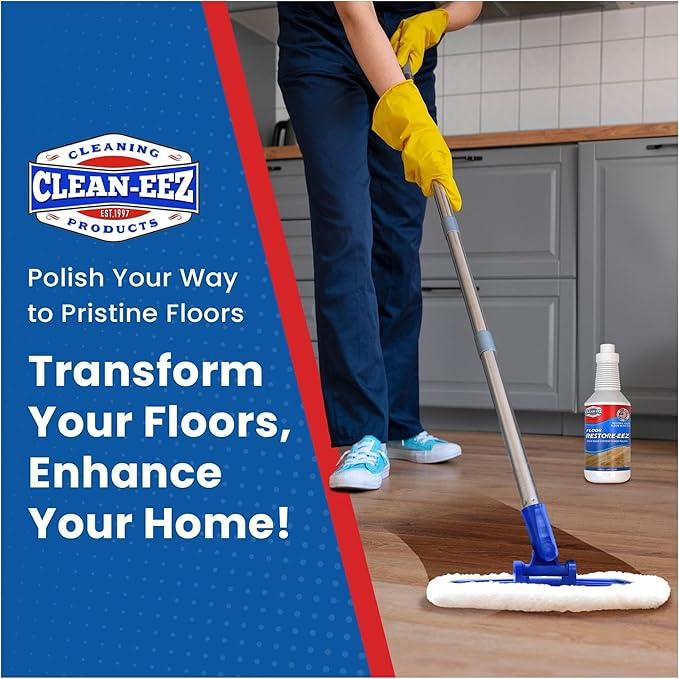 Clean-eez Ultimate Floor Restorer & Polish - Revitalize, Protect, Shine Wood, Laminate, Vinyl, Bamboo, Slate, Terracotta & More (1 Bottle W/Microfiber) - NeatNest