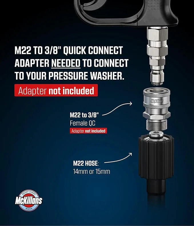 McKillans® Short Pressure Washer Gun with Swivel - High Pressure Water Handle with 3/8" Male Plug and 1/4” Quick Connector Coupler - Power Washer Gun Compatible with Foam Cannon - Car Wash Foam Gun - NeatNest