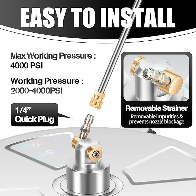 15" Pressure Washer Surface Cleaner with 4 Wheels - Stainless Steel Surface Cleaner for Pressure Washer Attachment for Concrete, Patio, Sidewalk, Deck, Driveways and Daily Washing - PWS 15 - NeatNest