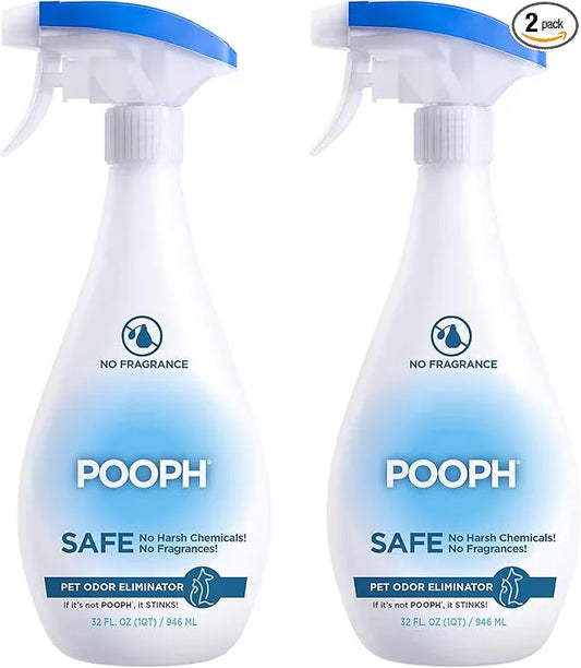 Pooph Pet Odor Eliminator, 32oz Spray, 2-Pack - Eliminates Odors at the Molecular Level, Dogs, Cats, Freshener, Eliminator, Urine, Poop, Pee, Deodorizer, Natures, Puppy, Fresh, Clean, Furniture, Potty - NeatNest
