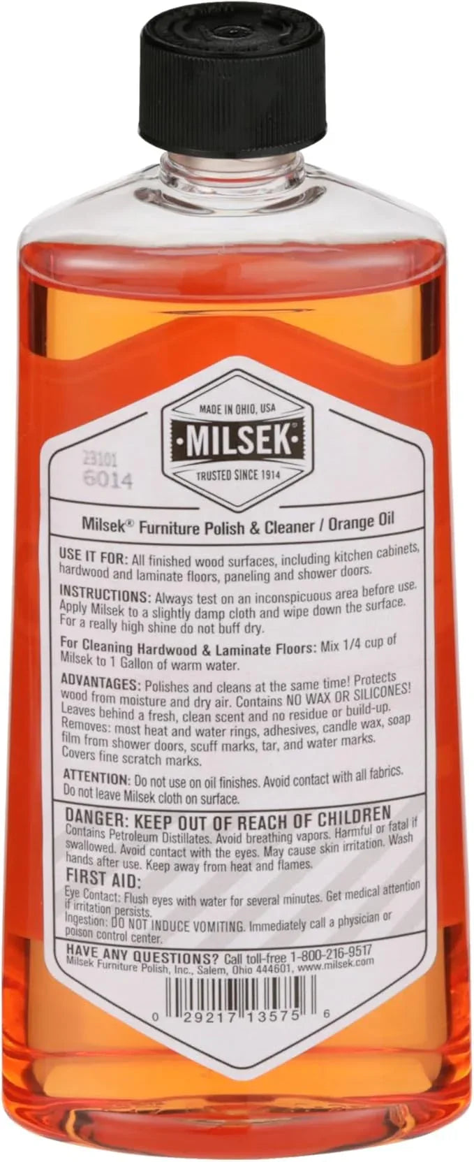 Milsek Furniture Polish, Orange Oil Furniture Cleaner and Polish Cloth, 12 fl oz - NeatNest