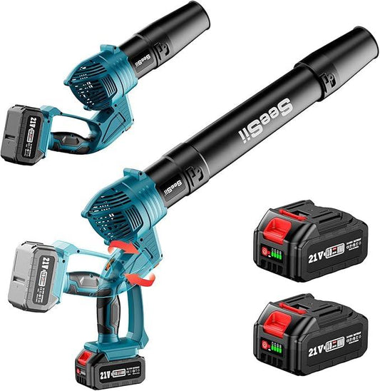 SEESII Leaf Blower Cordless, Rotated 180° Electric Leaf Blower with 2 * 4.0Ah Batteries and Charger, 550CFM 150MPH Lightweight Blower with 5 Speed Mode for Lawn Care, Yard, Patio & Outdoor Use - NeatNest