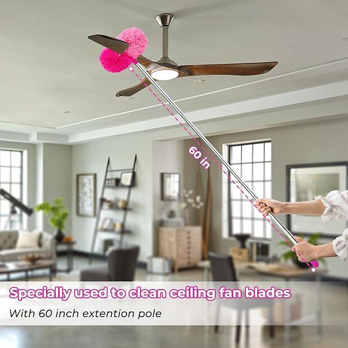 Ceiling Fan Cleaner Duster with 60 inch Extension Pole, Dusters for Cleaning High Ceiling Fan Blades, Dusters Kit with Storage Bag, Cleaning Tools for Families (13pcs) - NeatNest