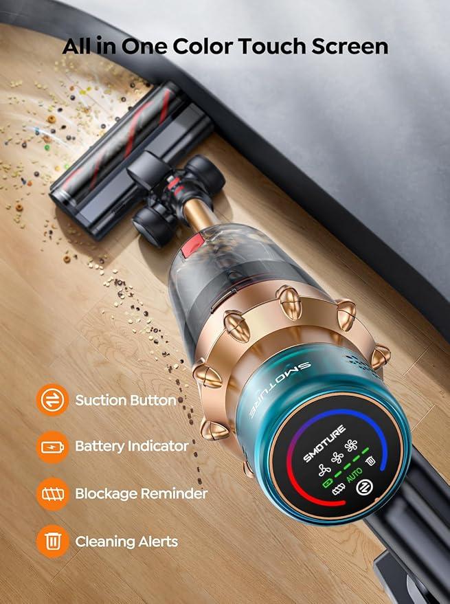 Cordless Vacuum Cleaner, 600W 50KPA 65 Mins Runtime Self-Standing Vacuum Cleaners for Home, Stick Vacuum with Charging Dock Station Removable Battery, Handheld Vacuum for Pet Hair/Carpet/Floor - NeatNest