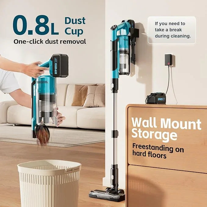 Cordless Vacuum Cleaner with 2 * 4000mAh Batteries, 700W 60Kpa Vacuum Cleaners for Home, 6 in 1 Cordless Stick Vacuum Clearner, Brushless Motor with Led Display for Hard Floors Carpet Pet Hair - NeatNest