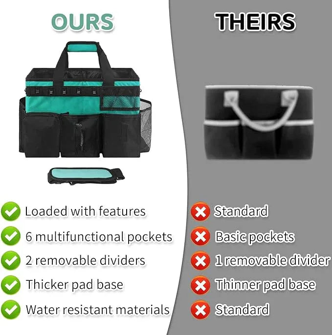 Boczif Cleaning Caddy Bag Wearable, Cleaning Caddy Supplies Organizer with Handle, Shoulder Straps & Detachable Divide, Cleaning Tool Organizers Tote Bag for Cleaners & Housekeepers (Green) - NeatNest