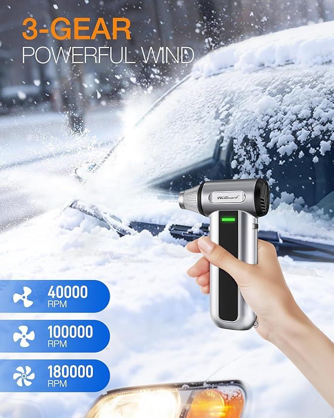 WeGuard W22 Compressed Air Duster, 180000 RPM Electric Air Duster for Cleaning, LED Light/ 3-Speed Adjustable Mini Snow Blower, Rechargable Mini Air Blower for Computer, Car, Keyboard, Leaves, Outdoor - NeatNest