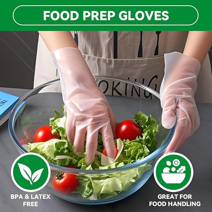 Plastic Gloves Disposable, Latex & Powder Free, Oil-Proof, Thick Clear Gloves Safe for Food Handling, Cooking, Kitchen - NeatNest