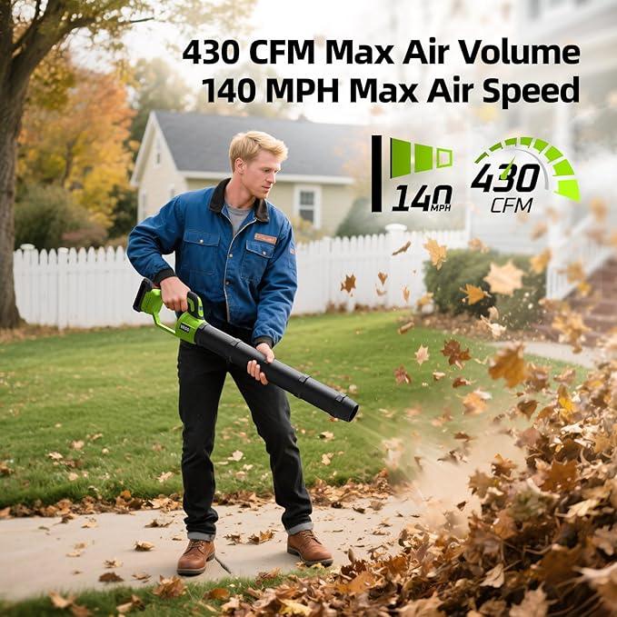 VASG Leaf Blower Cordless, 3 x 21V Batteries & Fast Charger Set, Variable Speed Mode, Lightweight Handheld Electric Leaf Blower for Lawn Care, Yard, Garden, Patio & Outdoor Cleanup - NeatNest