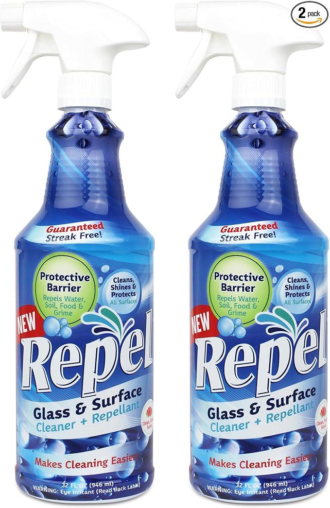 Clean-X REPEL Glass & Surface Cleaner 32 fl. oz. - Cleans & Repels water spots and dirt on glass, mirror, tile and multi surface by UNELKO (2) - NeatNest