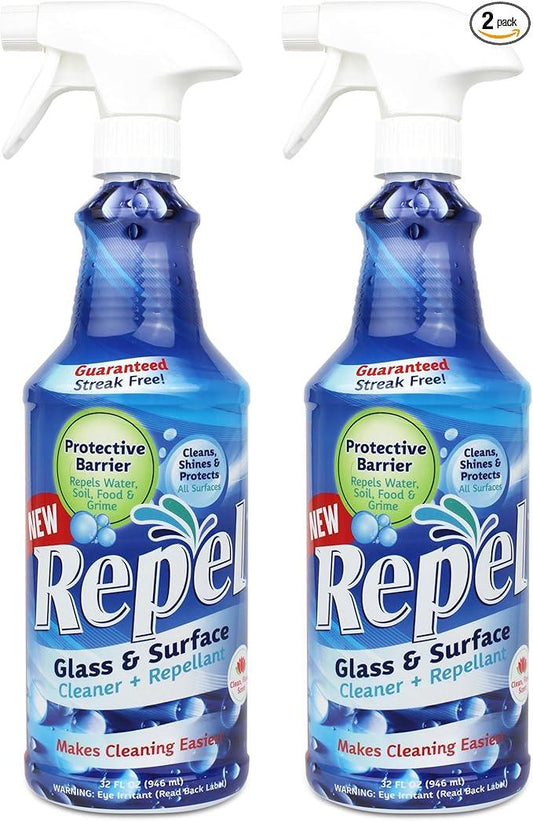 Clean-X REPEL Glass & Surface Cleaner 32 fl. oz. - Cleans & Repels water spots and dirt on glass, mirror, tile and multi surface by UNELKO (2) - NeatNest