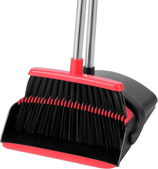 Broom and Dustpan Set for Home,52-in Long Adjustable Handle Angle Broom for Sweeping Indoor Dustpan Teeth to Clean Pet Hair Suitable for Home Kitchen Office - NeatNest