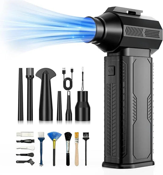 Compressed Air Duster, 130,000RPM Ultra-Powerful Cordless Electric Air Duster with 8000mAh Rechargeable Battery, 4-Gear Adjustable Air Blower for Keyboard, Computer, Car, Home Cleaning - NeatNest