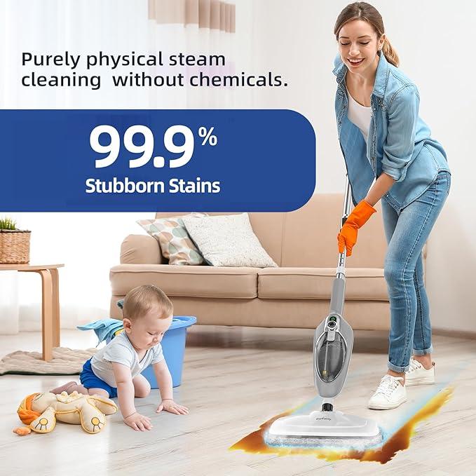 Steam Mop - 10-in-1 MultiPurpose Handheld Steam Cleaner Detachable Floor Steamer for Hardwood/Tile/Laminate Floors Carpet with 11 Accessories for Whole Home Use. - NeatNest