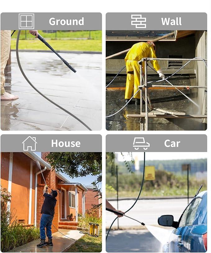 Pressure Washer Hose 50FT 3/8" for Cold and Hot Water 212°F, with Swivel Quick Connect, 4500PSI Kink Resistant Grade Steel Wire Braided, Power Washer Hose With 2pcs M22-14mm Adapter - NeatNest