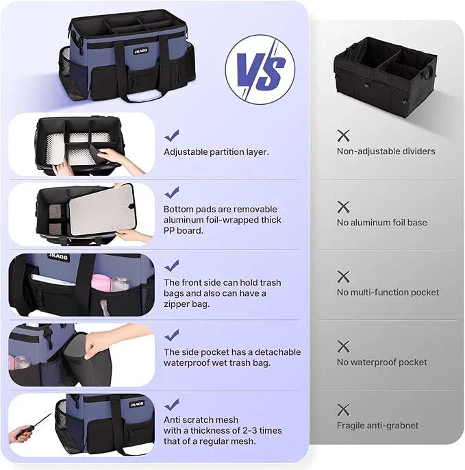 Large Wearable Cleaning Caddy Bags,Cleaning Supplies Storage Bag with Handles and Adjustable Shoulder Strap and Removable Waist Straps,Waterproof Cleaning Bags for Home,Car,Office (Denim Blue) - NeatNest