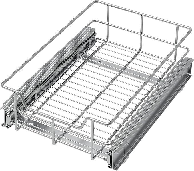 Pull Out Cabinet Organizer 9" W X 17" D, Slide Out Drawers For Kitchen Organizers and Storage, Pull Out Drawers For Cabinets Capacity Heavy Duty Caddy, Cabinet Shelves Chrome-Plated, Bathroom Pantry - NeatNest