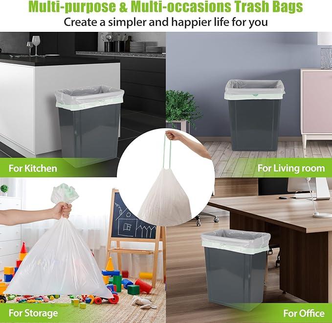 Large Trash Bags 13 Gallon Tall Drawstring 100% Post-Consumer Recycled Garbage Bag Waste Bag for Kitchen Office 0.6 Mil (300 Count) - NeatNest