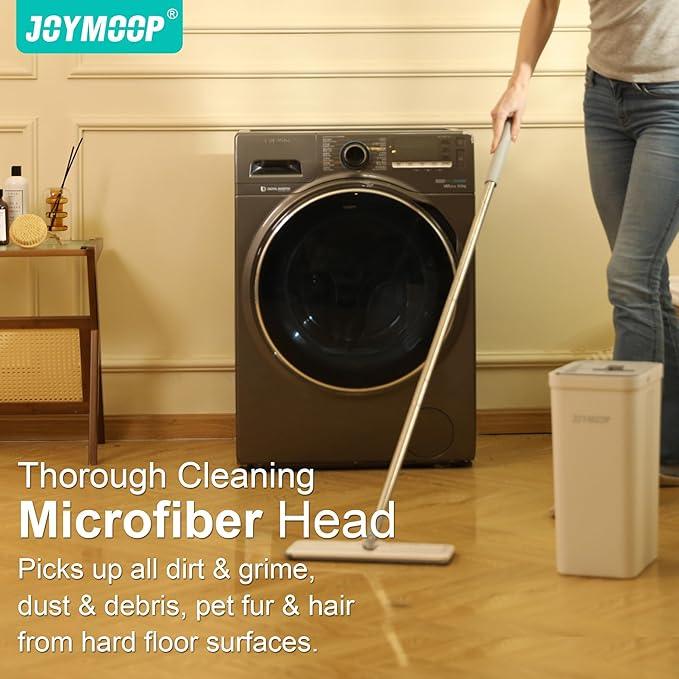 JOYMOOP Mop and Bucket with Wringer Set for Home, Flat Mop and Bucket System, Mops for Floor Cleaning and Wall Cleaner, with 3 Reusable Microfiber Mop Pads - NeatNest