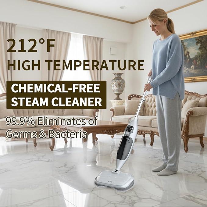 Steam Mop with 13 Accessories,Steam Cleaner Home Use,Floor Scrubber spin mop for Hard Wood Floors,tile Scrub Steamer Deep Cleaning,Carpet, 4 Washable Mop Pads, 550ml Capacity,30 Second Heat-Up - NeatNest