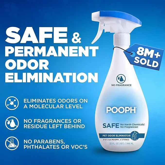 Pooph Pet Odor Eliminator, 32oz Spray, 2-Pack - Eliminates Odors at the Molecular Level, Dogs, Cats, Freshener, Eliminator, Urine, Poop, Pee, Deodorizer, Natures, Puppy, Fresh, Clean, Furniture, Potty - NeatNest