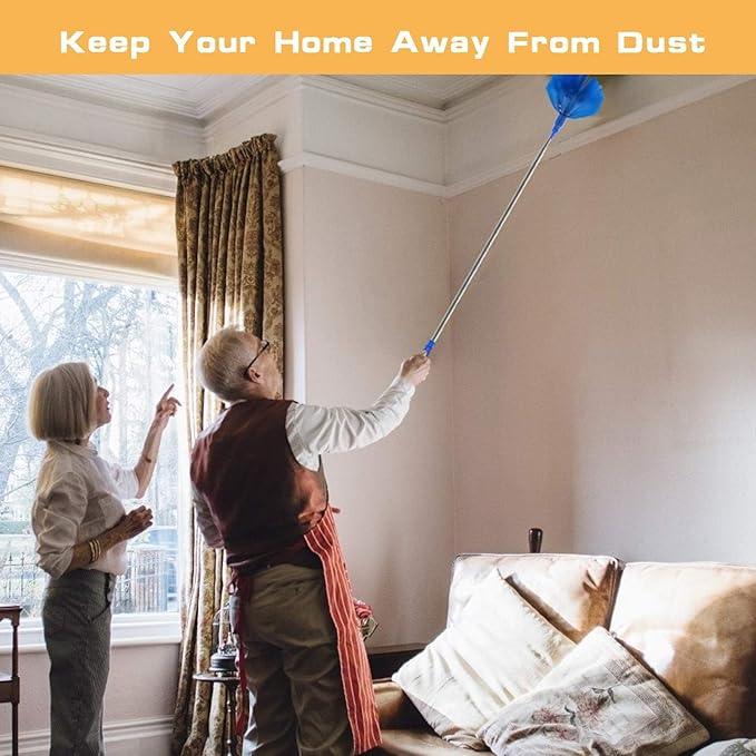 Professional Microfibre Dusters for Cleaning - Extendable 30-81" Cobweb Remover Kit with 3 Washable Heads, Bendable Design for High Ceilings, Fans & Hard-to-Reach Areas - NeatNest