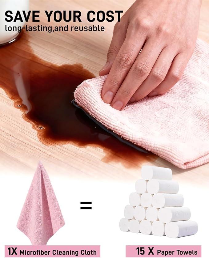 XINDELL Microfiber Cleaning Cloth Roll – 150 Pack 12"x12", Tear-Off Microfiber Towels, Lint-Free, Ultra Absorbent Car Detailing & Cleaning Cloths – Pink - NeatNest