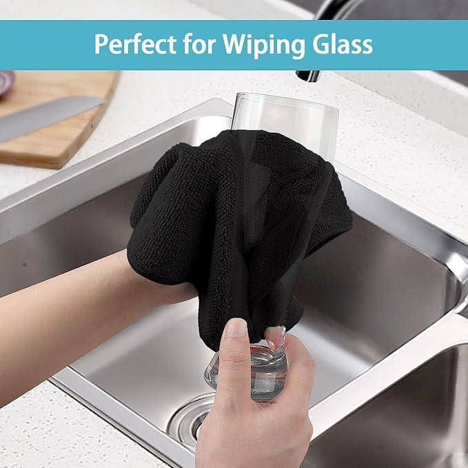 HOMEXCEL Black Microfiber Cleaning Cloth,150 Pack Cleaning Rags, Cleaning Towels,11.5"X11.5" Shop Towels - NeatNest
