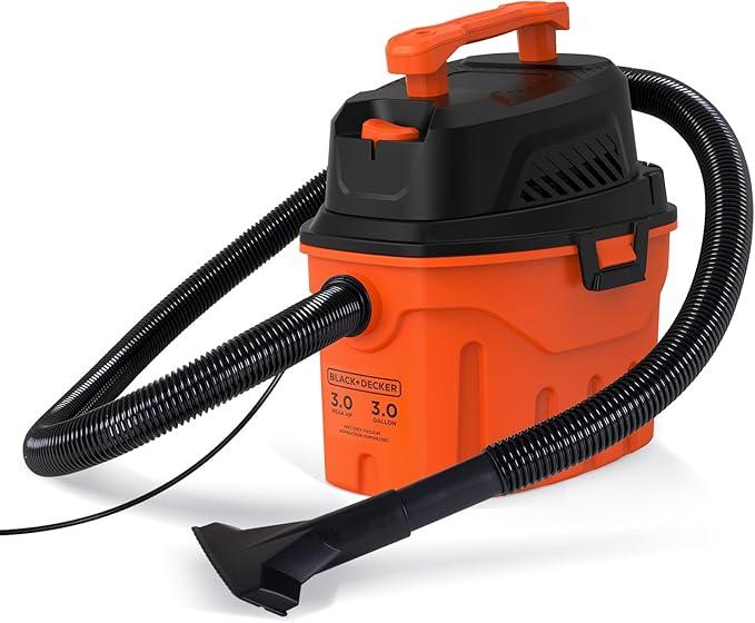 BLACK+DECKER Shop Vacuum Wet and Dry, 3 Gallon 3.0 Peak HP, 3-in-1 Portable Corded Shop Vac with Accessories, Vacuum Cleaner for Home, Pet and Car(BDXV18910P-3) - NeatNest