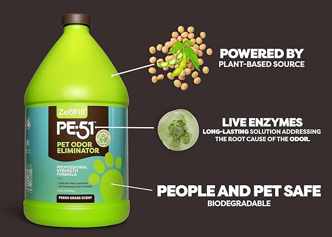 ZEOFILL PE-51 Economy Pack - 1 Gallon & 32oz Garden Hose Spray Bottle – Pet Urine, Pet Odor, & Yard Odor Eliminator – Dogs Urine Odor Deodorizer – Outdoor Use – All Natural Eco-Friendly Enzymes - NeatNest
