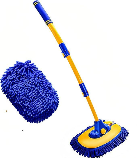 Mveqrrn Upgrade Car Wash Brush with Long Handle,Car Wash Brush Car Cleaning Brush Kit Car Wash Mop Car Wash Brush with Hose Attachment Car Washing Brush with Scratch-Free Replacement Head(Blue - NeatNest