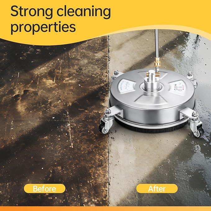Realyou 14" Pressure Washer Surface Cleaner with 4 Wheels, Stainless Steel Surface Cleaner for Pressure Wahser, Power Washer Surface Cleaner for Concrete, Patio, Sidewalk, Deck and Driveways - NeatNest