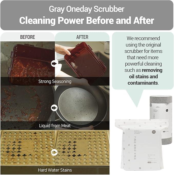 DEARCUS Gray One Day Scrubber - No Odor Dishcloths for Washing Utensils, Cookware, & Cooktop – Multipurpose Embossed & Lint Free PP Cleaning Cloths - for One Day Use, 2 Pack 200 Sheets - NeatNest