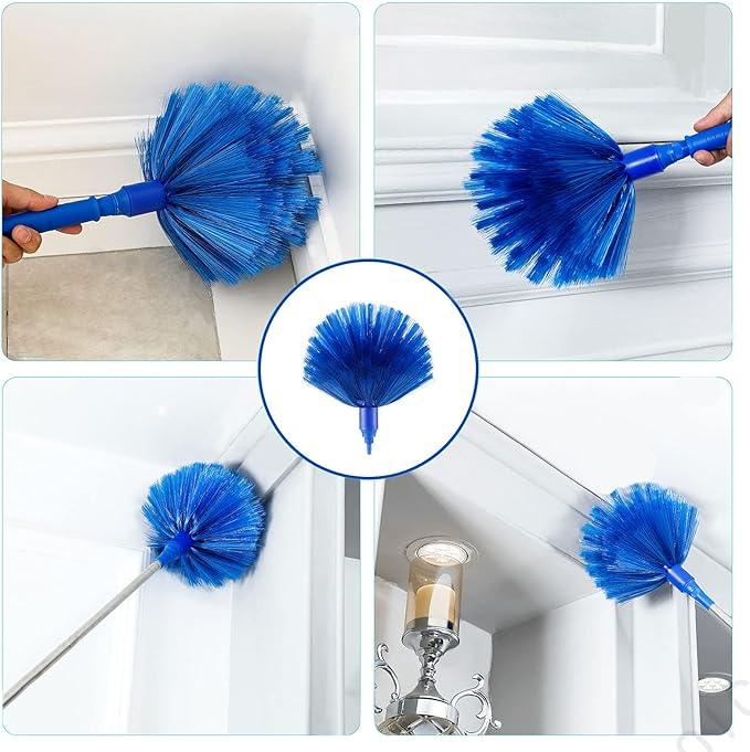 Duster, Microfiber Dusters with 2 Handle Sets, Durable 15-98.1 Inches Long Telescopic Rod, Washable, Feather Dusters for Cleaning Cobweb and Ceilings Fans, 5 Pack (Blue) - NeatNest