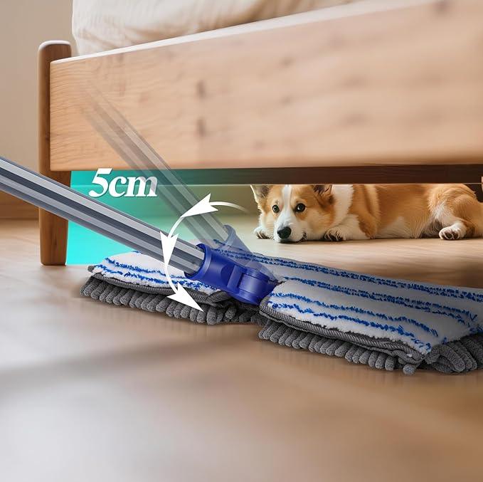 Two Sided Dust Mop Floor Cleaning System, MASTERTOP 360 Microfiber Mop with Stainless Steel Handle,Wet Dry Mop,Flat Flip Mops for Hardwood, Laminate, Vinyl, Tiles,4 Washable Mops Pads - NeatNest