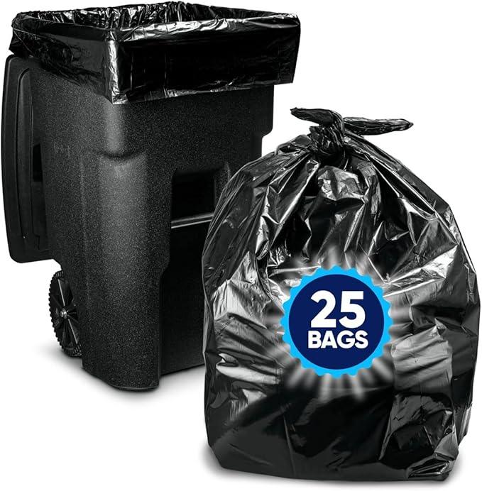 95-96 Gallon Trash Bags Heavy Duty (25 Bags w/Ties Value pack) Extra Large Trash Bags, 90 Gallon, 95 Gallon, 96 Gallon, 100 Gallon - NeatNest