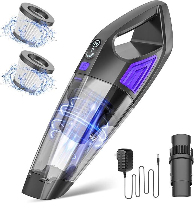 Handheld Vacuum Cordless Cleaner,Powerful Portable and Dust Buster Hand Vcauum Rechargeable with Large-Capacity Battery for CarPetOfficeHome (Purple) - NeatNest