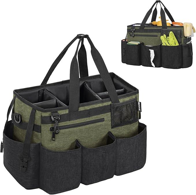 Wearable Cleaning Caddy Bag for Cleaning Supplies,Large Capacity Cleaning Organizer Green - NeatNest