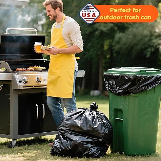 Delxo 55-60 Gallon Trash Bags, 100 Count – 0.9 Mil Medium Duty Garbage Bags, Durable & Puncture-Resistant Plastic Bolsas para basura, Perforated Design– Made in USA for Kitchen, Yard, Office (Black) - NeatNest