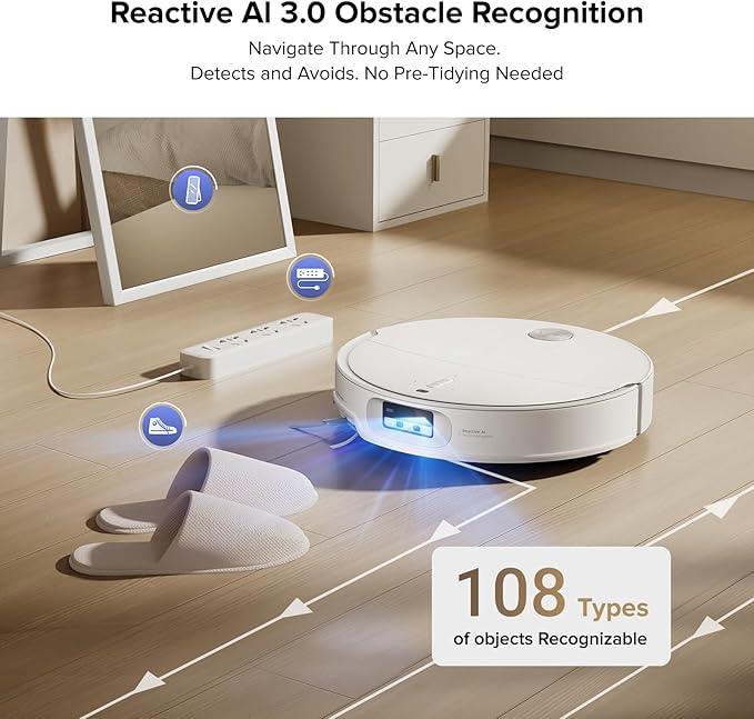 roborock Qrevo CurvX Robot Vacuum and Mop, 22,000Pa Suction, 3.14’’ Ultra Slim, Zero-Tangling Design, Reactive AI Obstacle Recognition, AdaptiLift Chassis, Auto Hot Water Mop Washing & Drying - NeatNest