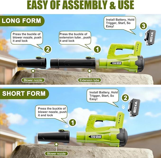 Leaf Blower, Powerful Electric Cordless Leaf Blowers with 2 x 4.0Ah Battery and Charger, Portable Handheld Battery Powered Leaf Blower, Lightweight Blowers for Lawn Care, Garden, Outdoor, Patio, Yard - NeatNest